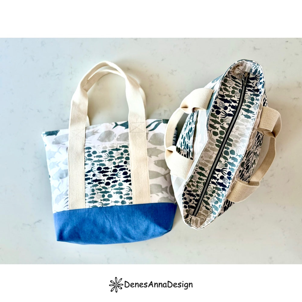 Bluebell- Zippered Tote Bag with Lining | PDF Sewing Pattern