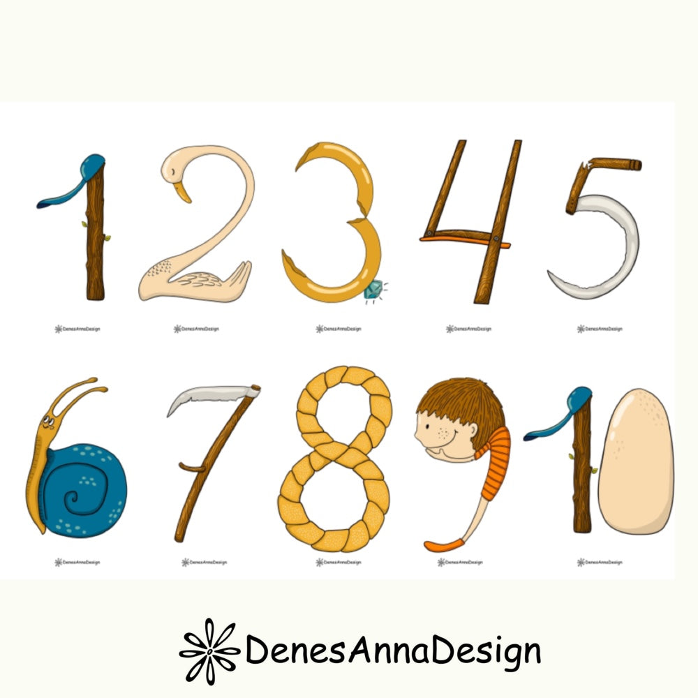 Illustrated Numbers 1-10: „Versike a számok tanulásához” Edition -Digital Download