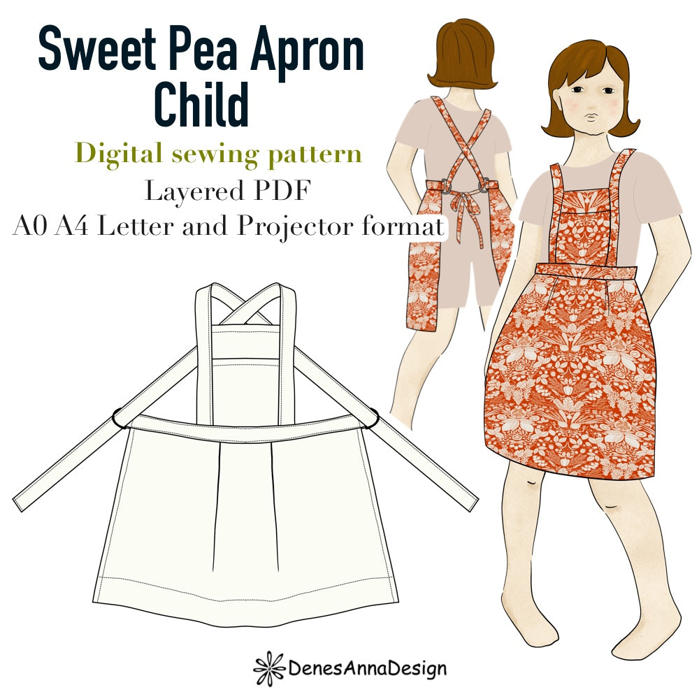 Mini Sweet Pea Apron-Child– Digital Sewing Pattern