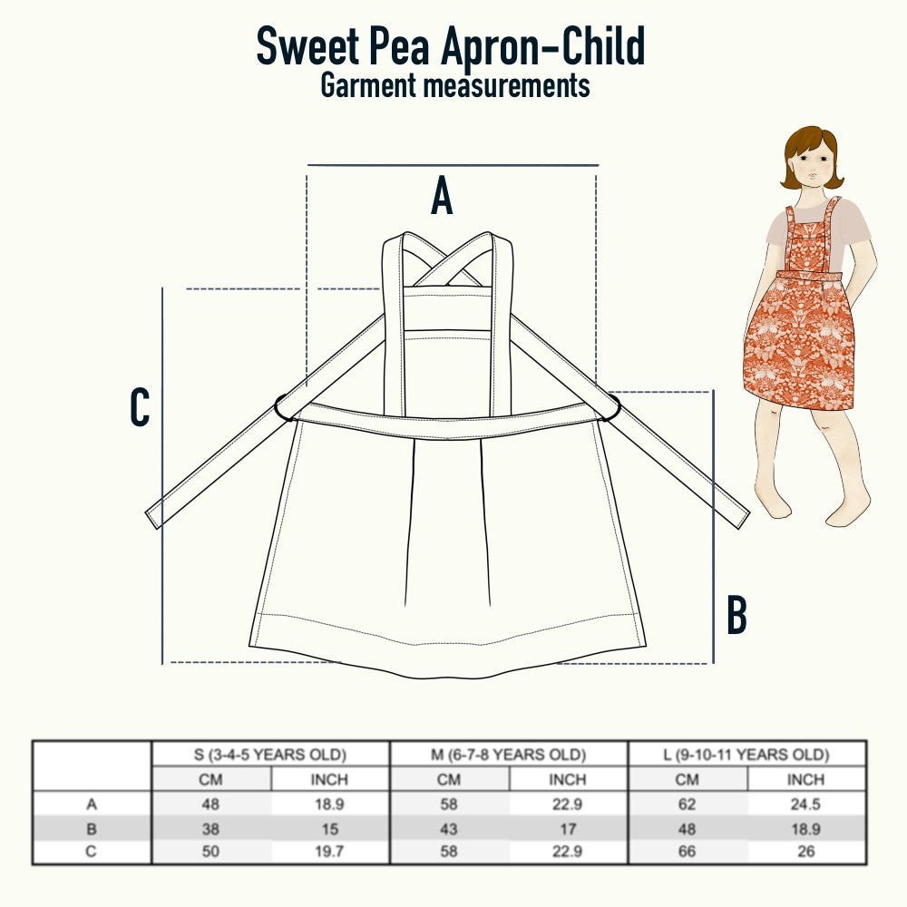Mini Sweet Pea Apron-Child– Digital Sewing Pattern
